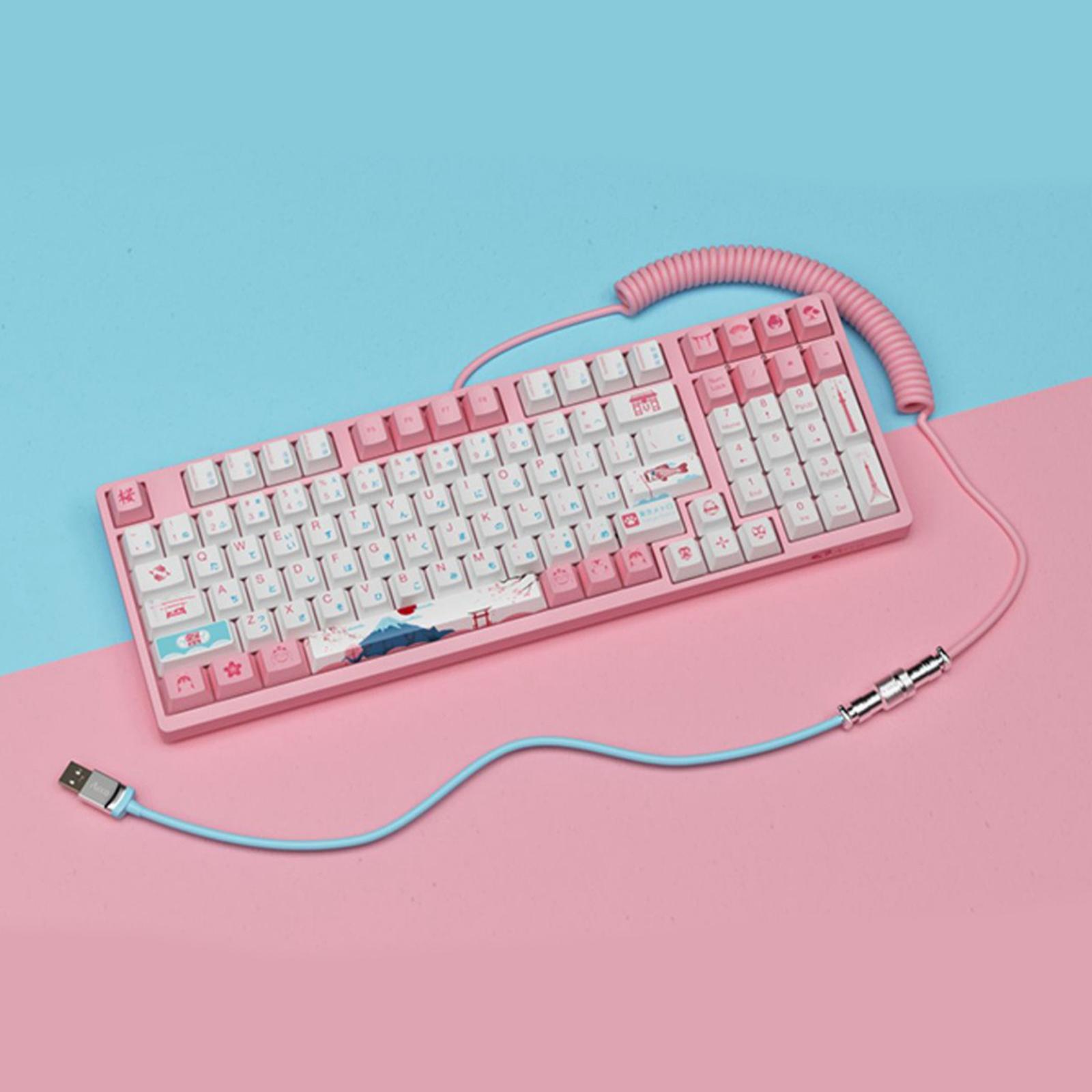 Coiled USB C Cable Wire, for Laptop Flexible USB A to USB C for Mechanical Keyboard