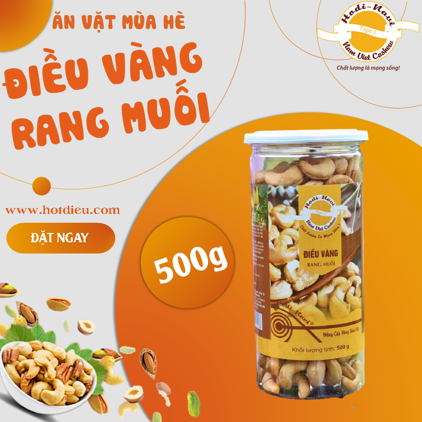 Điều vàng rang muối Hodi - NaVi hũ nhựa 500g