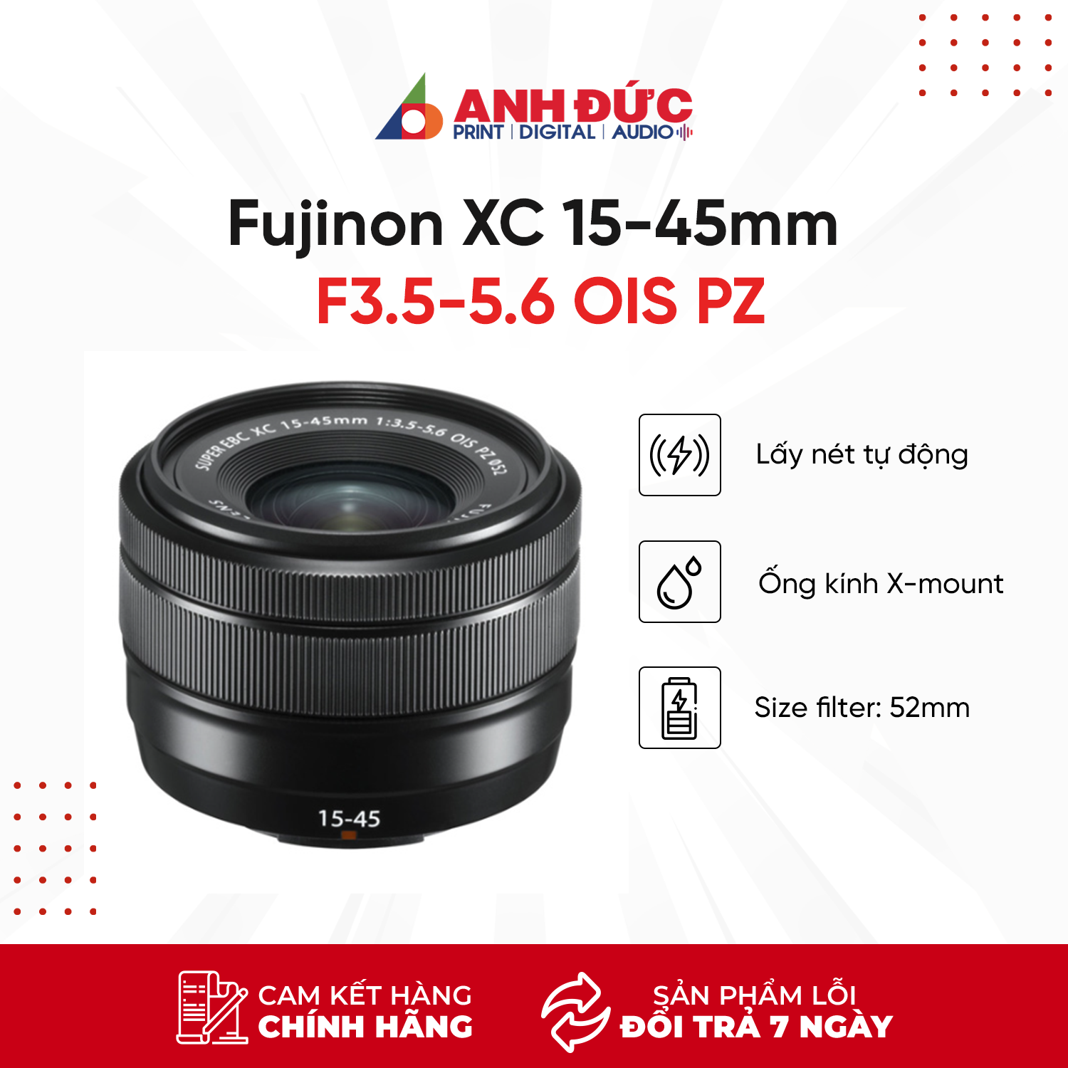 Ống Kính Fujifilm (Fujinon) XC 15-45mm F3.5-5.6 OIS PZ - Hàng Chính Hãng