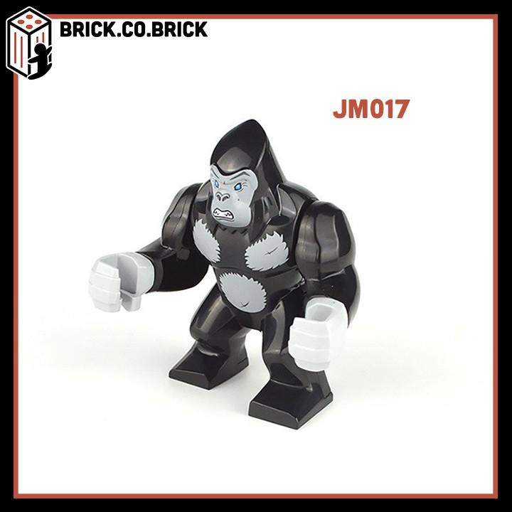 Xếp hình Lắp ráp minifig Mô hình Động vật  Khỉ đột Đen Trắng Gorilla Thú rừng Xanh Animal JM017 JM018 - JM-018