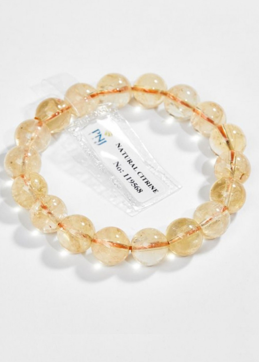 Gembank Vòng Tay Thạch Anh Vàng Citrine 10MM Kèm Giấy Kiểm Định