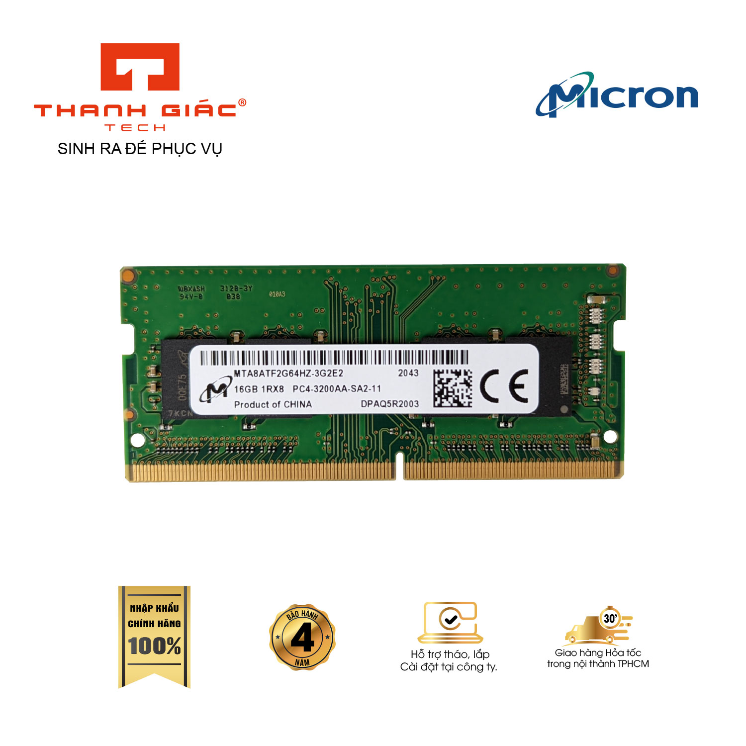 Ram Laptop Micron 16GB Bus 3200 DDR4 - Hàng Nhập Khẩu