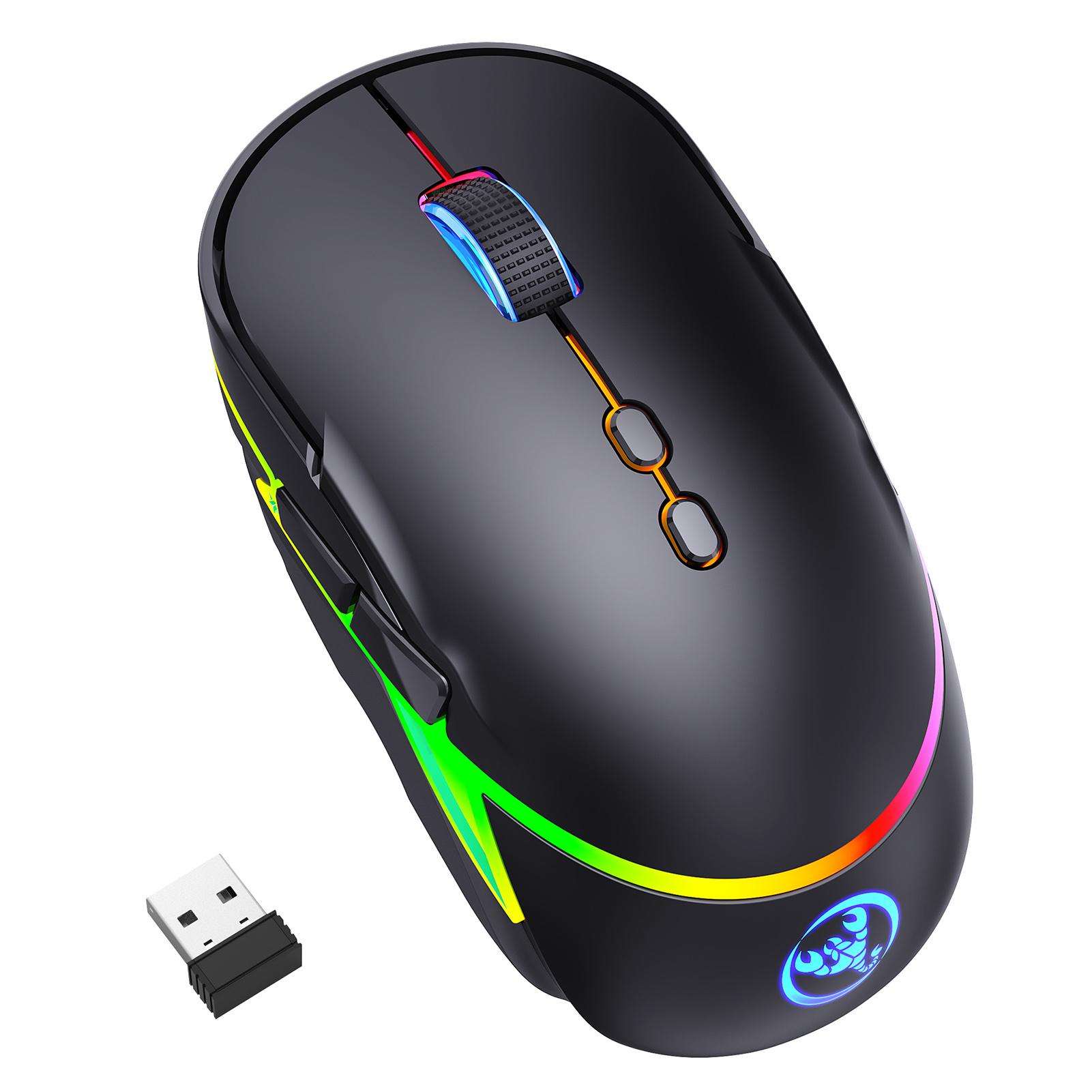 HXSJ T200 2.4G Wireless Gaming Mouse Ergonomic Mouse 3 Adjustable DPI 12 Kinds of RGB Light Effects