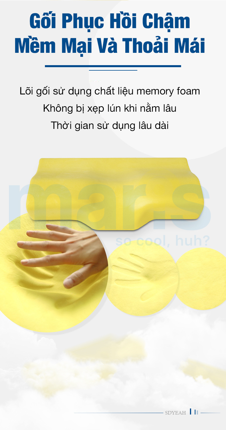 Gối Ngủ Cao Su Non Memory Foam Cao Cấp Maris MR-706 - chống đau mỏi vai gáy - đốt sống cổ