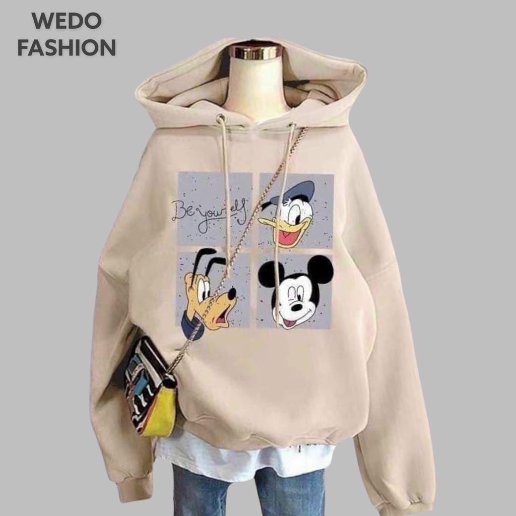 Á hoodie in CHUỘT MICKEY siêu cute, chất vải nỉ ngoại dày dặn phối nón chùm đầu siêu