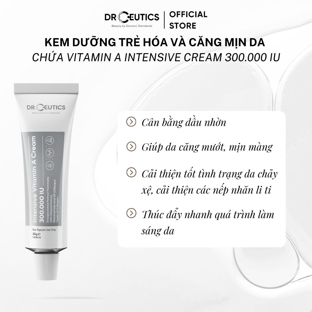 DRCEUTICS Kem Dưỡng Trẻ Hóa và Căng Mịn Da Chứa Vitamin A Intensive Cream 300.000 IU (35 g)