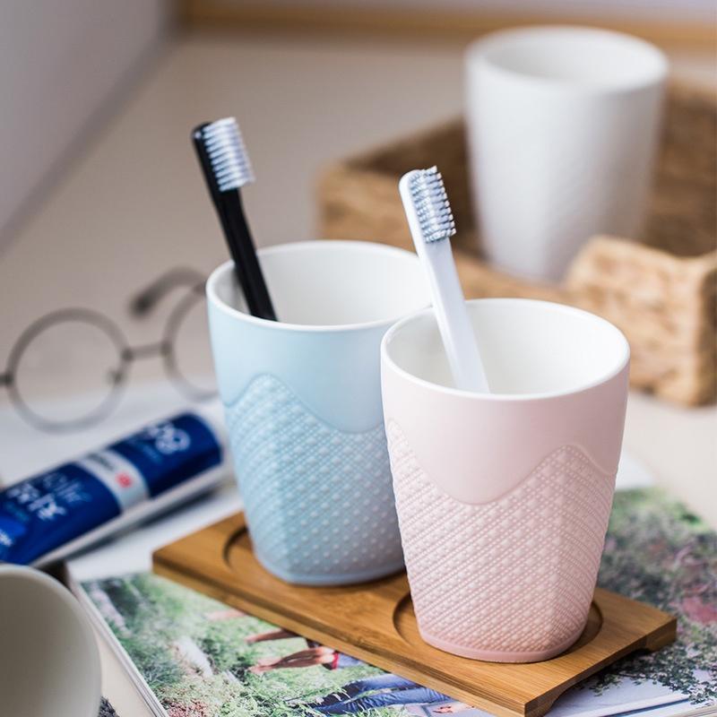 Cốc sứ đựng bàn chải kem đánh răng, Cốc uống nước dung tích 420ml Họa tiết chấm tròn
