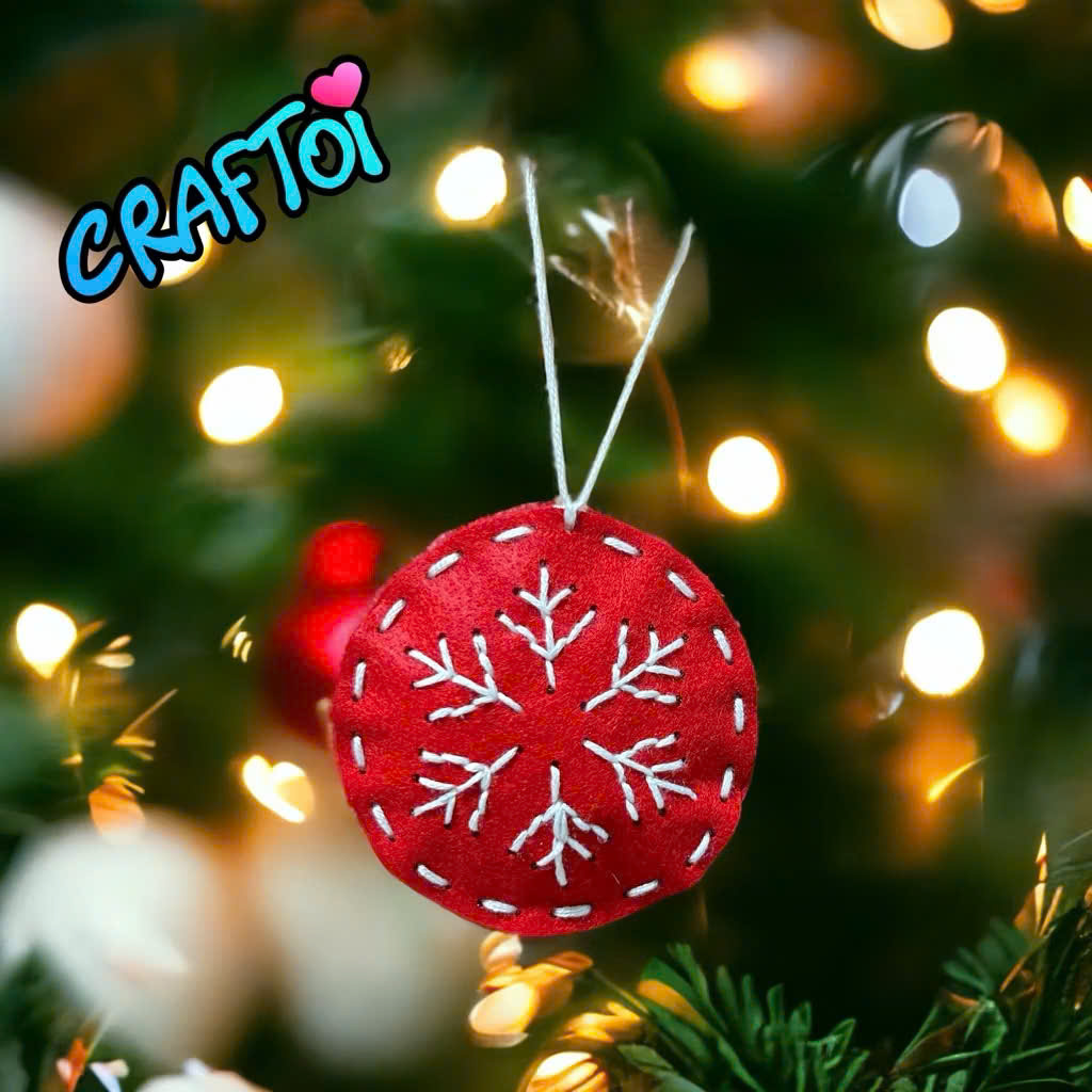 KIM NHỰA Bộ Thủ Công Trẻ Tự Làm Bông 5+ Christmas ornament Noel Craftoi Felt Sewing toy prepunched holes plastic needle