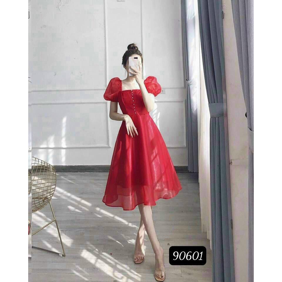 Đầm phối voan kiếng có nút siêu đẹp , tôn dáng cho các nàng THỜI TRANG MỚI KINGSHOP79