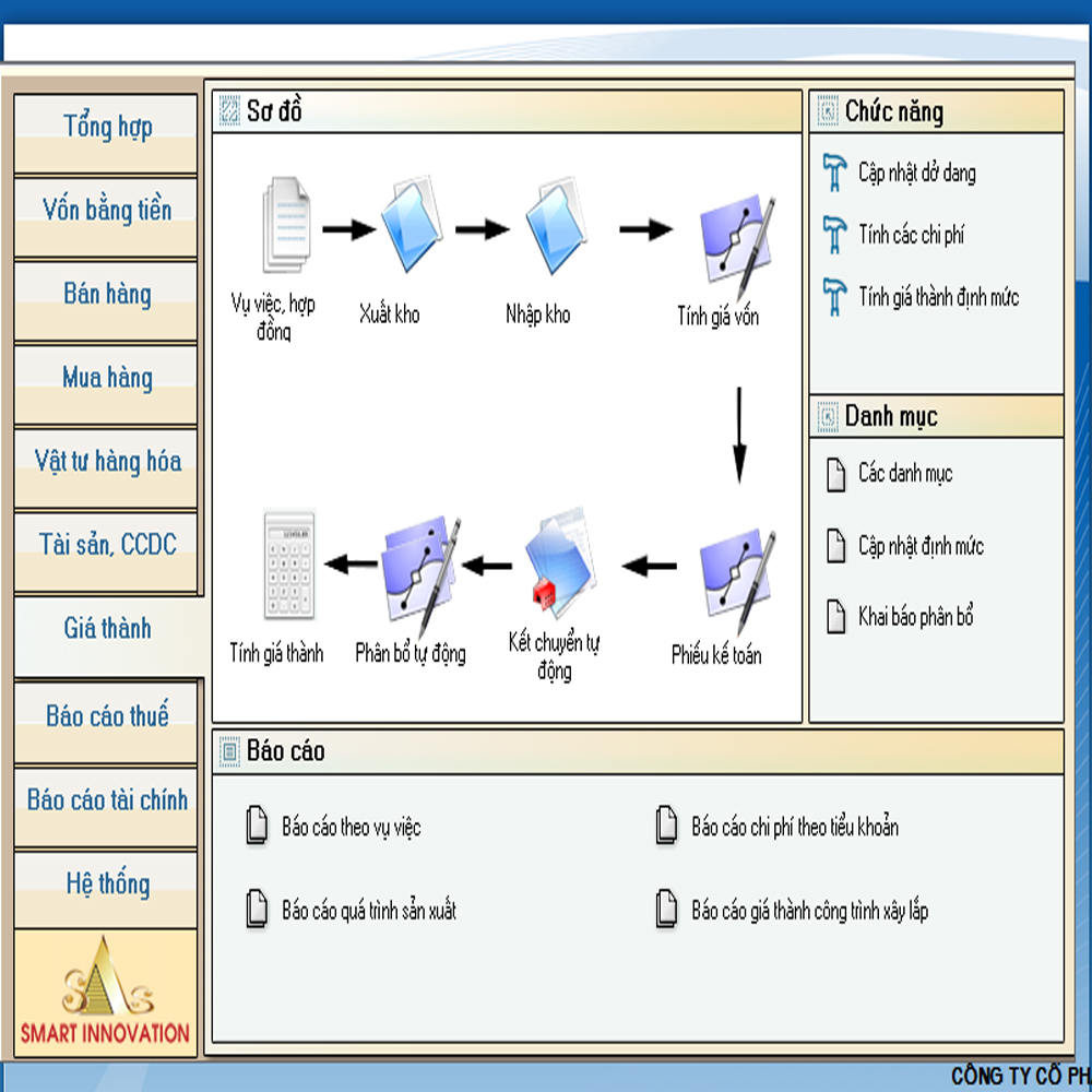 Phần mềm kế toán SIS INNOVA 9.0 (Sản xuất - Xây lắp) - Hàng chính hãng - Ứng dụng công nghệ SQL SERVER - Cập nhật ngay lập tức các thông tư mới nhất