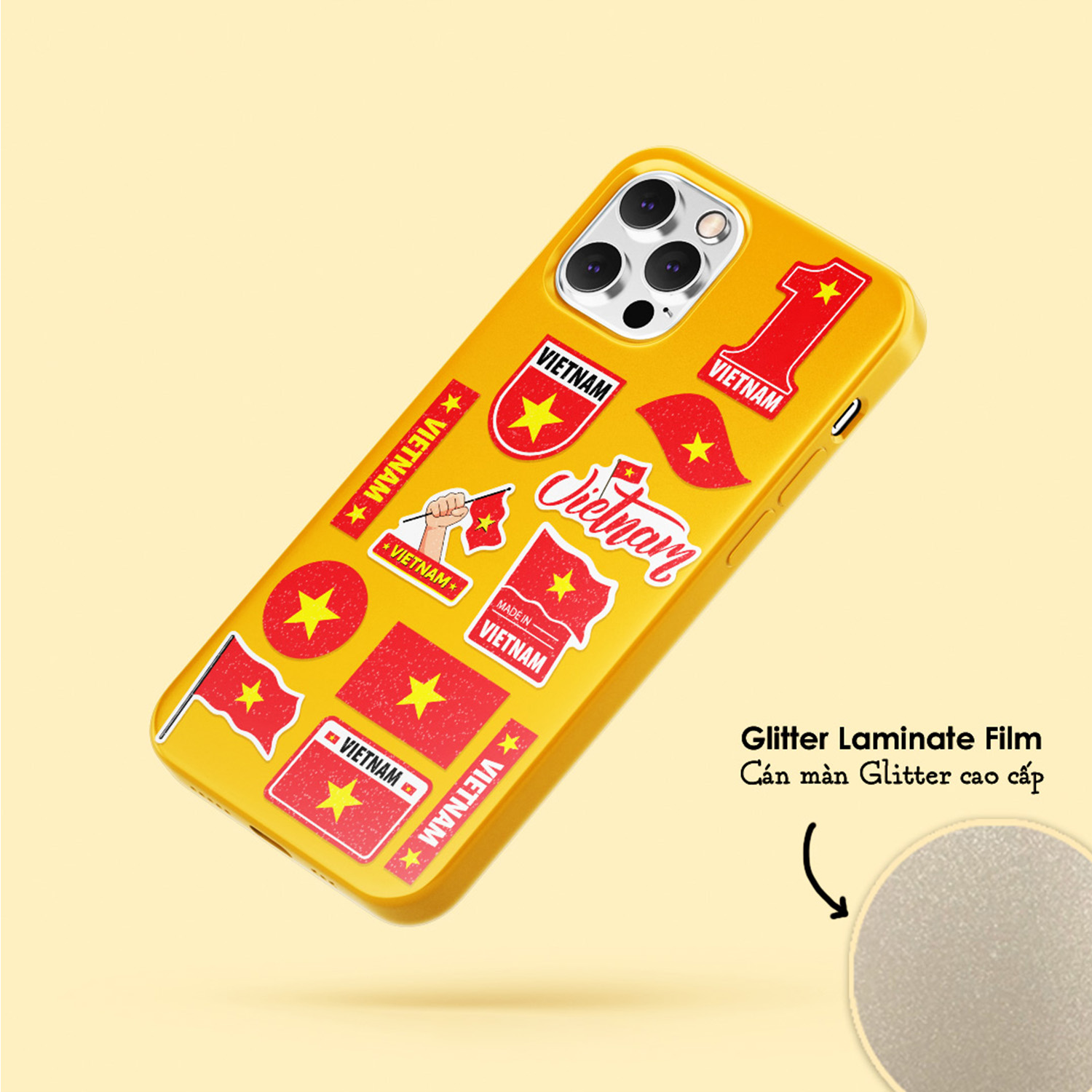 Vol.45 Flag of Vietnam - Little sticker sheet A6 hình dán cán màn lấp lánh cao cấp Sticker Factory