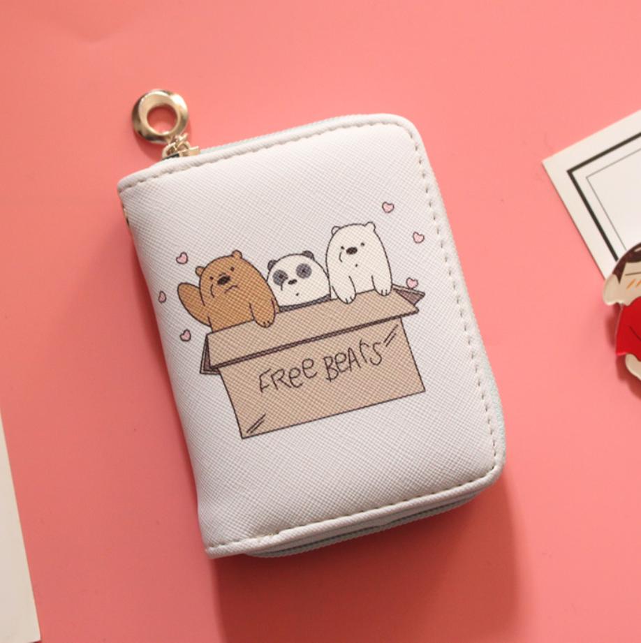 Ví da ngắn Gấu We Bare Bear Giao màu ngẫu nhiên