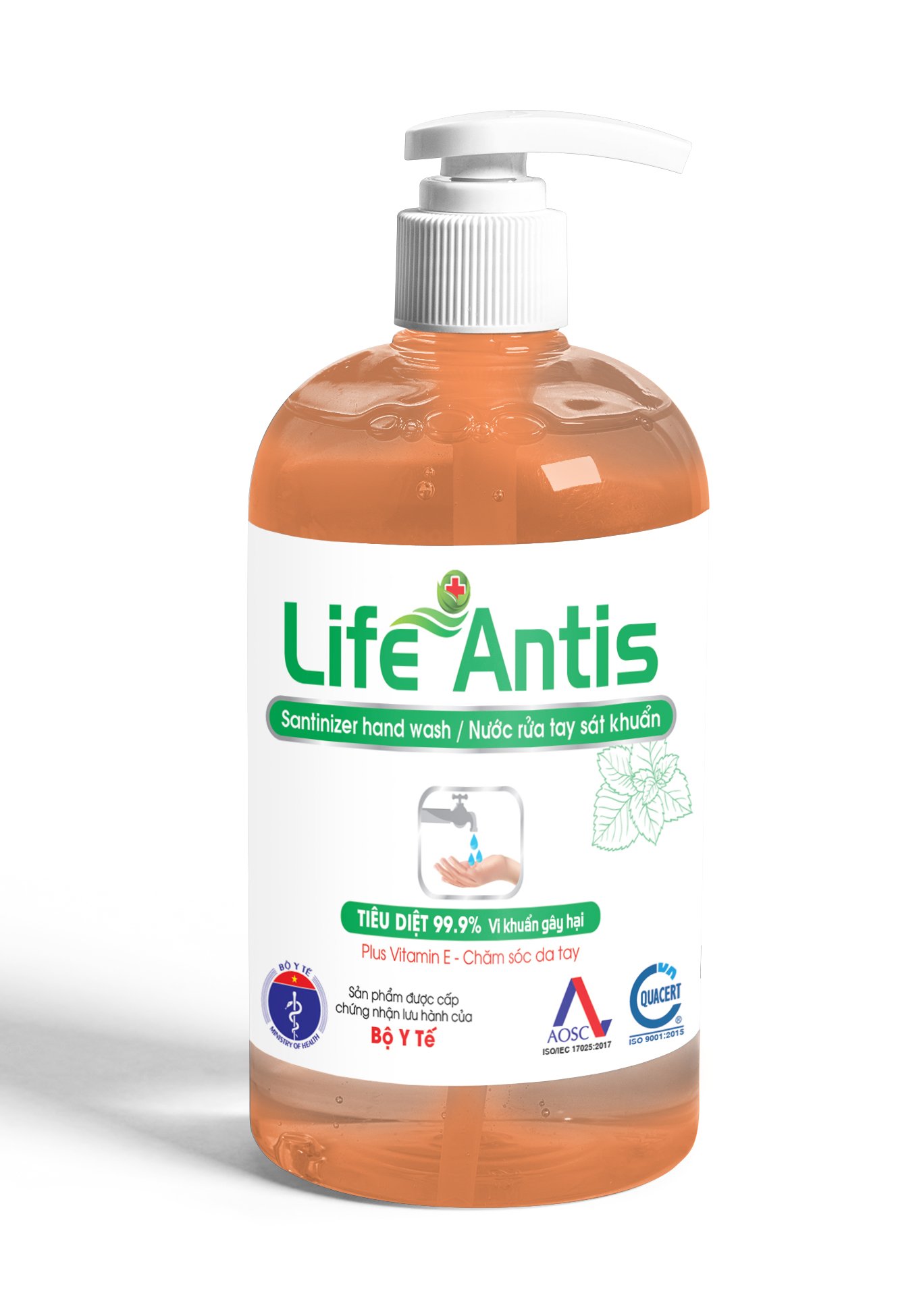 Nước rửa tay diệt khuẩn, khử mùi LIFE ANTIS hương chanh chai  500ml