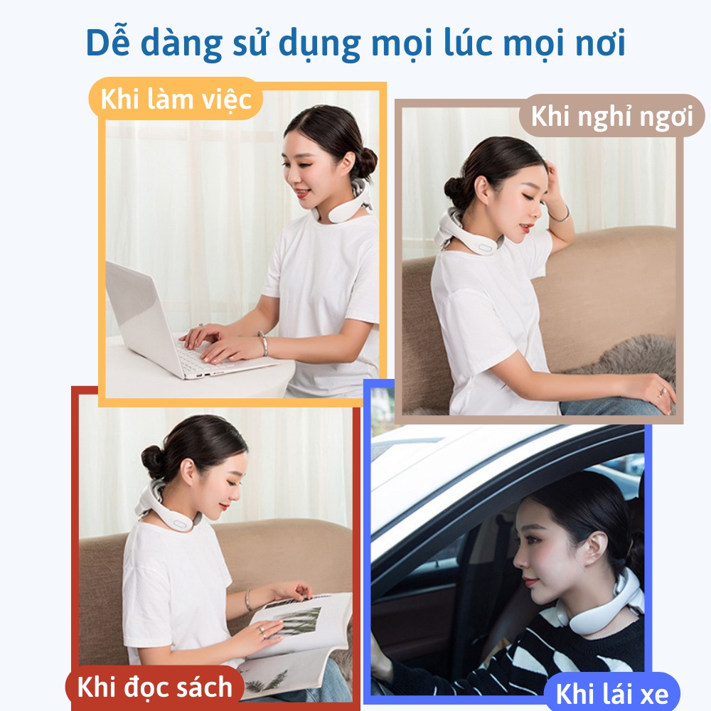 Máy massage cổ vai gáy ứng dụng công nghệ xung điện 5 chế độ và 15 cường độ Vibration Neck Massager