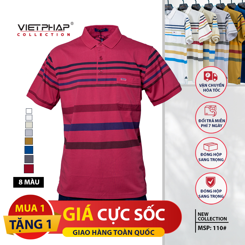 [MUA 1 TẶNG 1] Áo Thun Polo Nam Tay Ngắn Có Túi Cao Cấp 110# - HÀNG CHÍNH HÃNG VIET PHAP