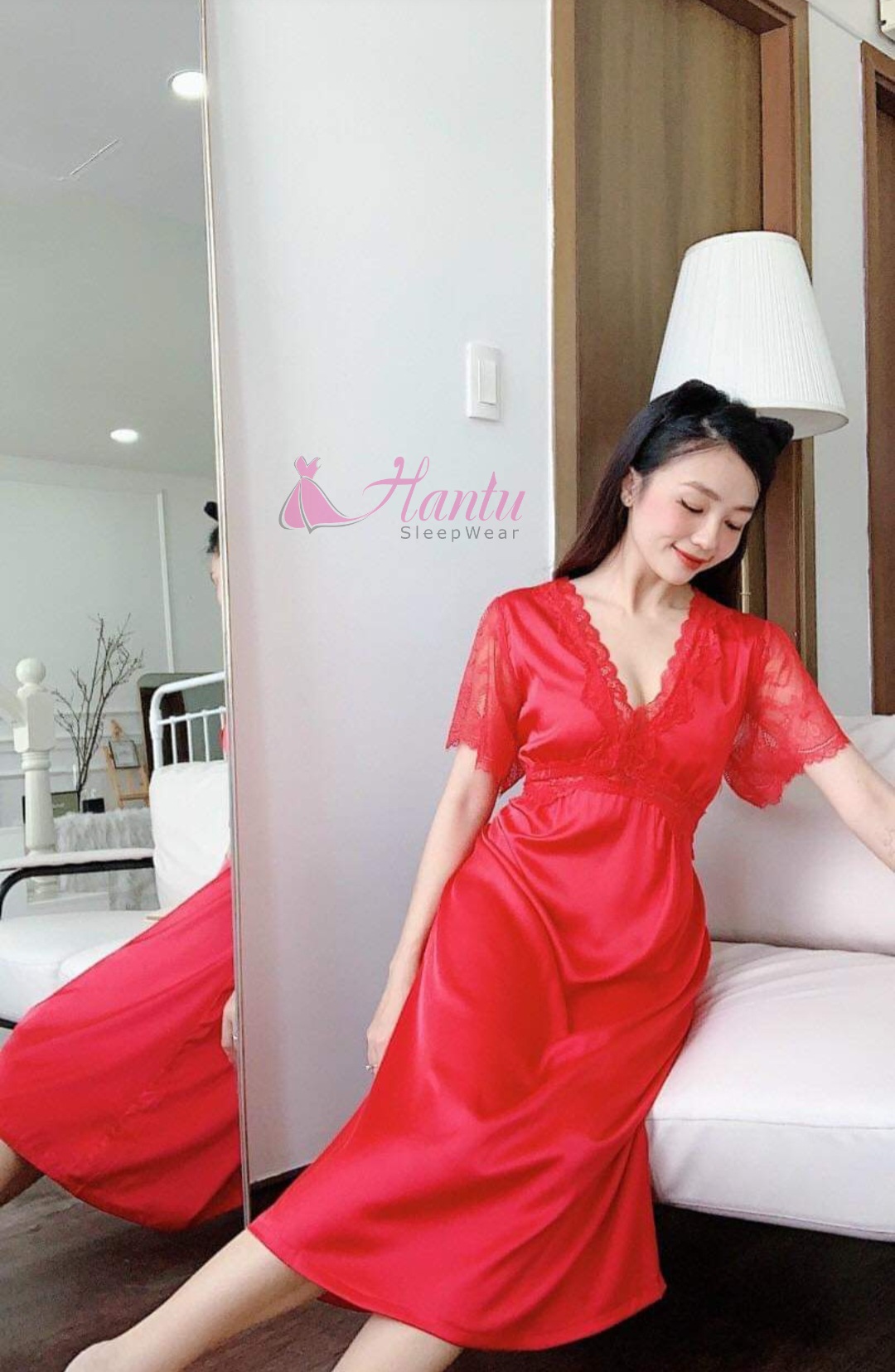 Hantu Sleepwear -Đầm ngủ ,váy ngủ lụa dài dáng tiểu thư sang chảnh cao cấp mềm mịn mướt ĐỦ MÀU +ĐỦ SIZE