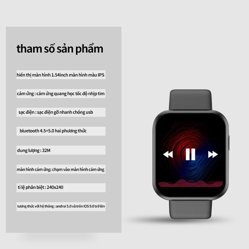 Đồng hồ thông minh chống nước theo dõi nhịp tim màn hình HD nhanh chóng sạc USB.có thể gọi điện Smart watch