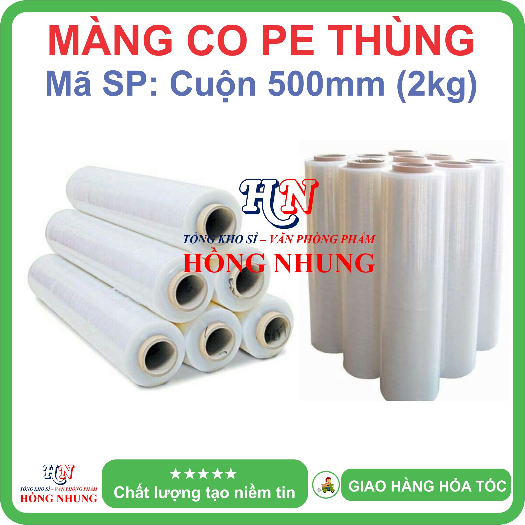 [SALE] Màng PE, màng co, màng chít 2kg khổ rộng 50cm - Chất liệu nilon dai, bóng đẹp, chắc chắn, cho bạn an tâm đóng hàng