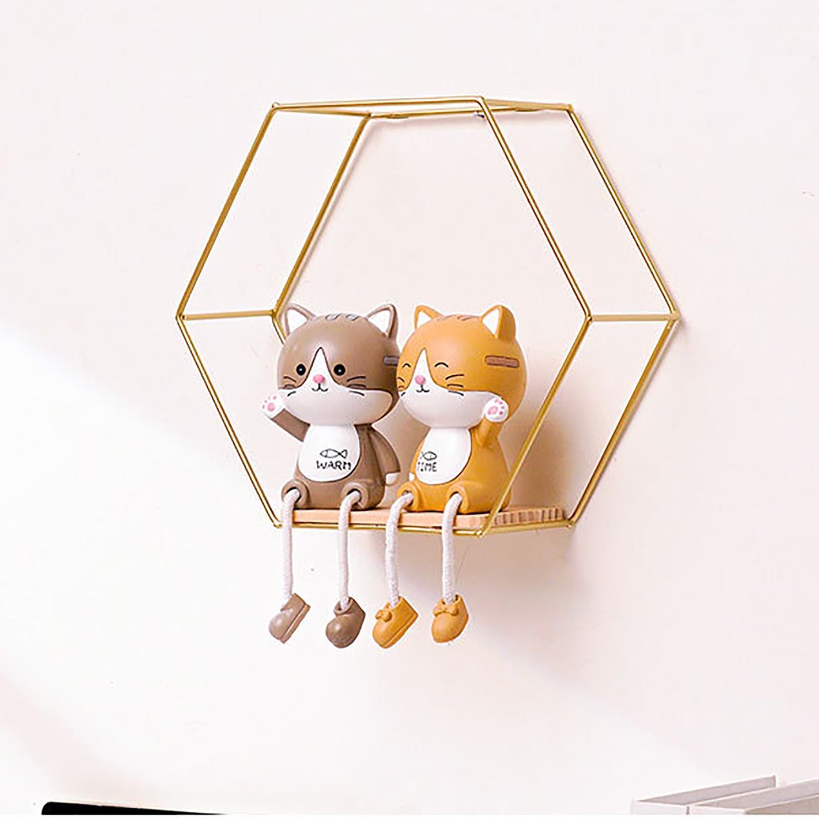 Set of 3 Modern Hexagon Iron Wall Shelf Display Floating Shelf