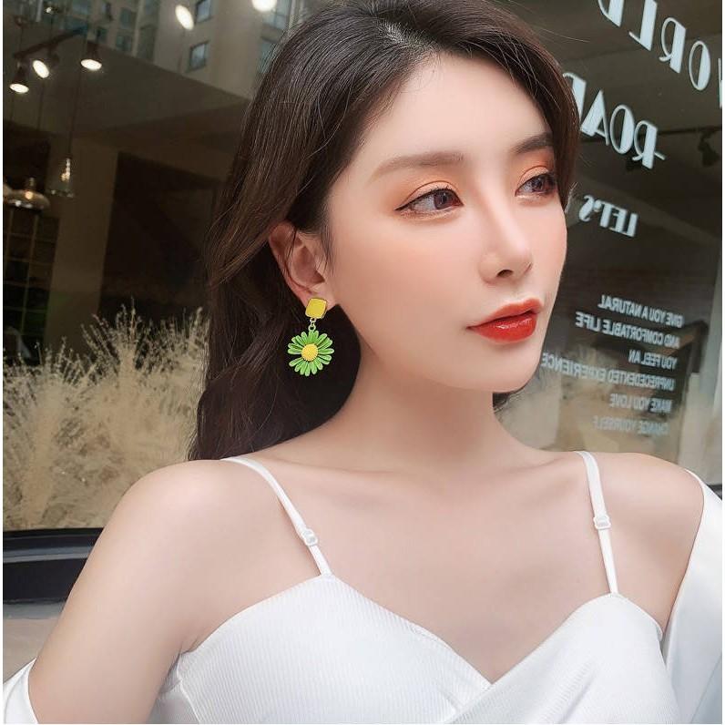 Bông Tai Nữ Hoa Cúc Dáng Dài Cá Tính