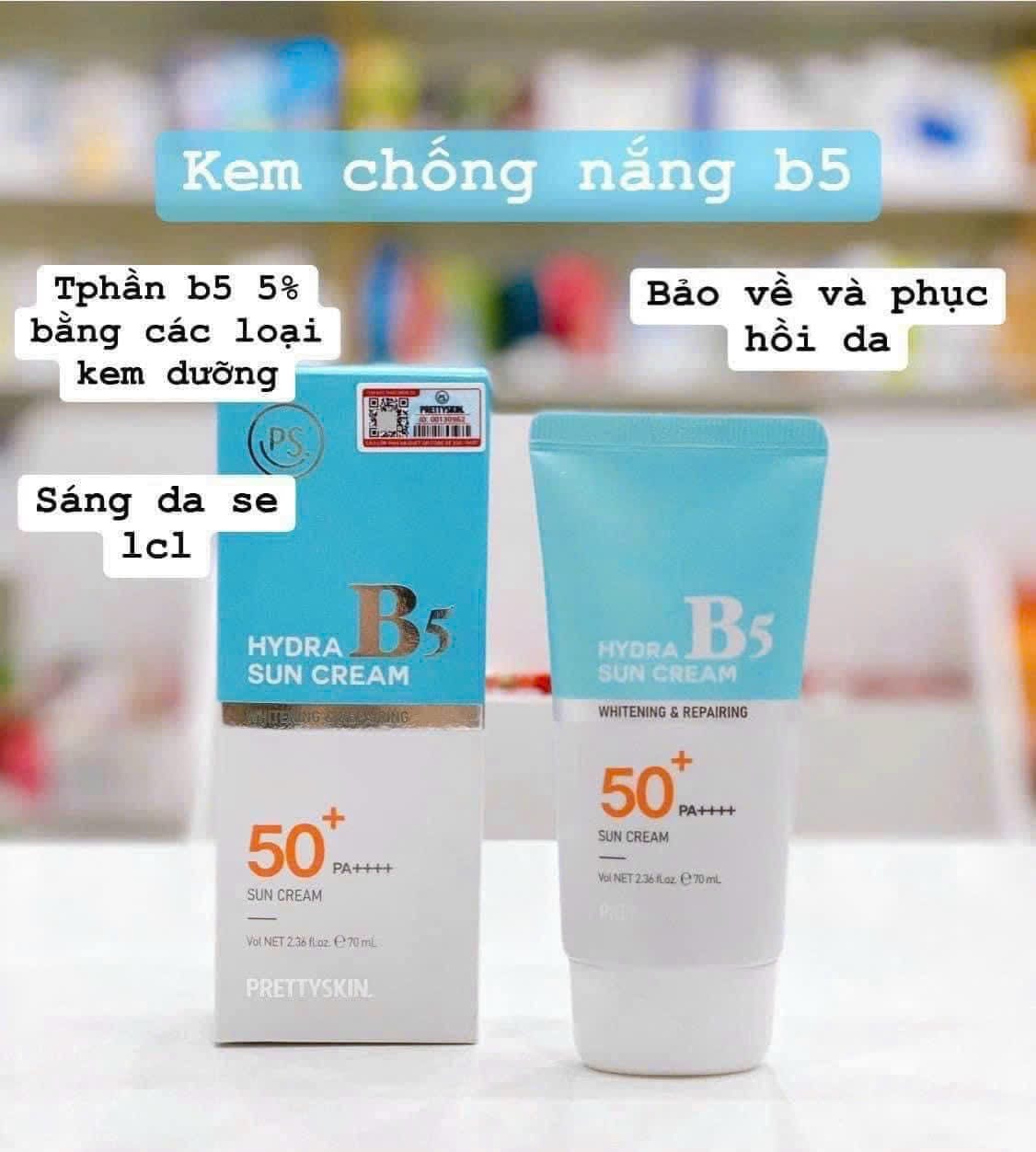 Kem Chống Nắng Bảo Vệ Phục Hồi Dưỡng Trắng B5 PRETY SKIN Hàn Quốc Hydra B5 Sun Cream 70ML(không xuất hóa đơn đỏ )