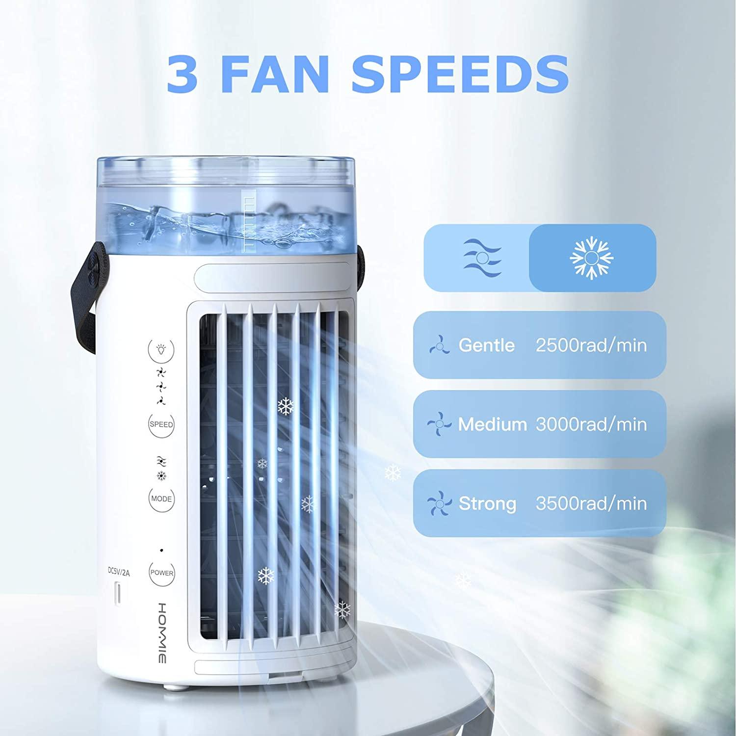 Máy xả hơi xách tay, 5-in-1 400ml Tủ lạnh lạnh mini, máy tạo Phong, quạt di động, máy điều hòa mini, 3-speed 2-Mode, 7-color cho văn phòng, phòng ngủ, trại, white