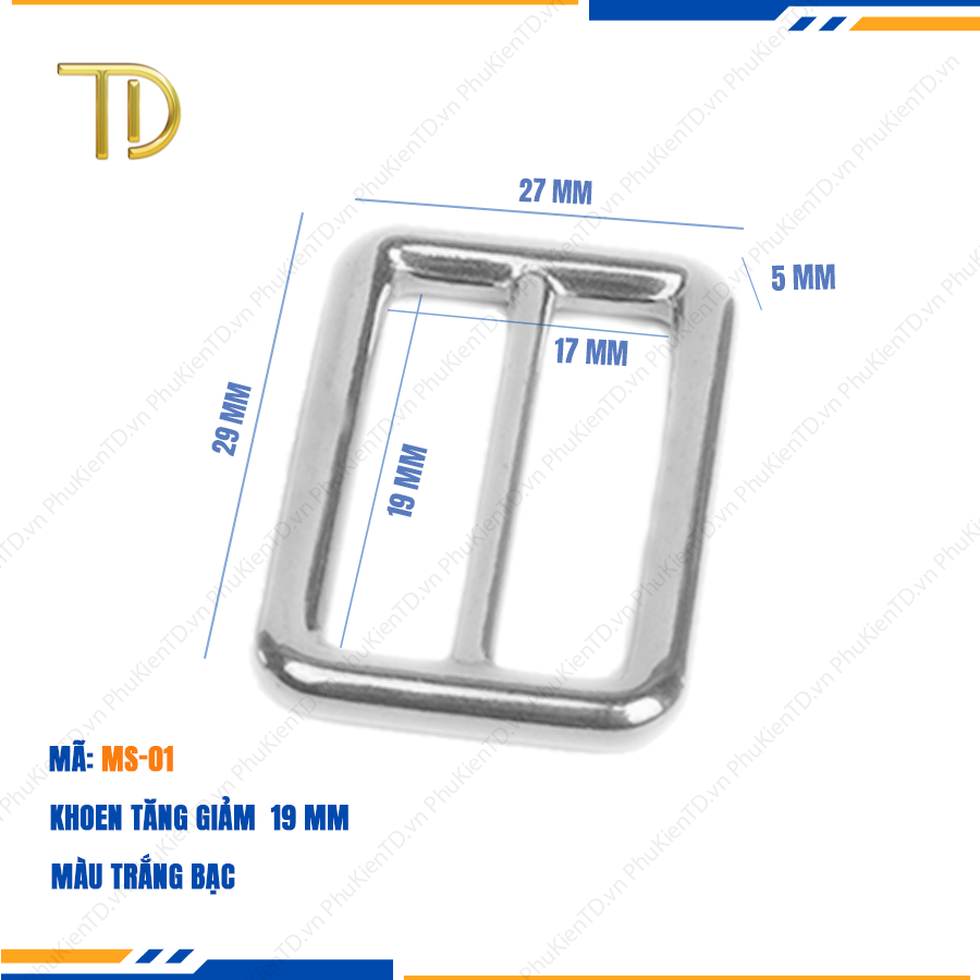 Khoen tăng giảm dây túi xách, Khoen chỉnh dây đeo túi, Tăng đơn túi xách 19mm mạ điện độ bền 5-8 năm