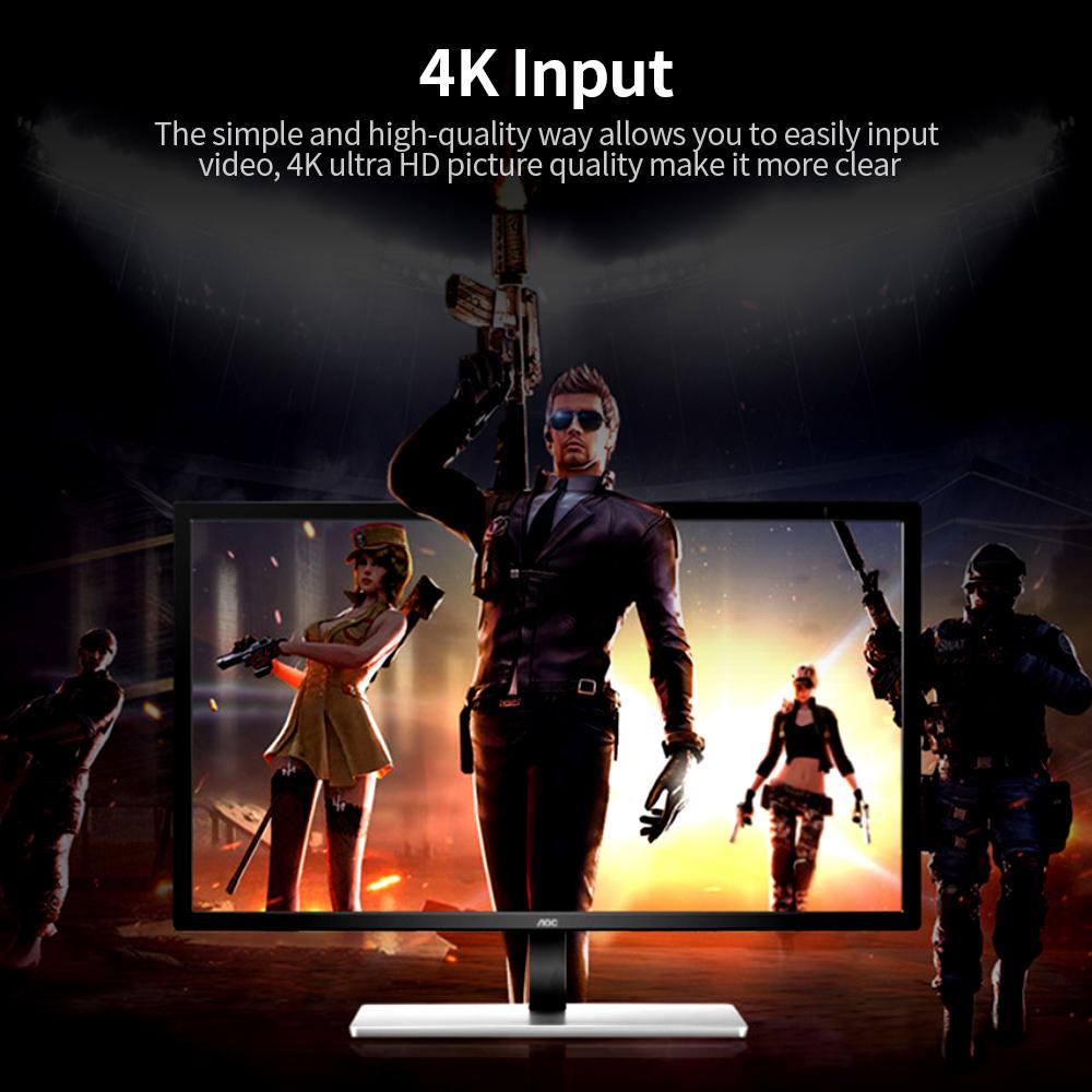 HD Video Capture Card with Audio HD to USB2.0 Capture Card 4K Input 1080P Output Support Live Streaming Game Video