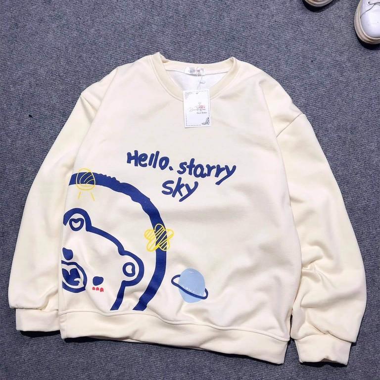 Áo Sweater Nữ Nỉ Form Rộng Nam Unisex SKY Ulzzang, Áo Sweater Tay Dài Nam Nữ Ulzzang Unisex Form Rộng Vải Nỉ in, ÁO SWEATER FORM RỘNG UNISEX ULZZANG - ÁO CẶP NỈ THU ĐÔNG CHO NAM NỮ