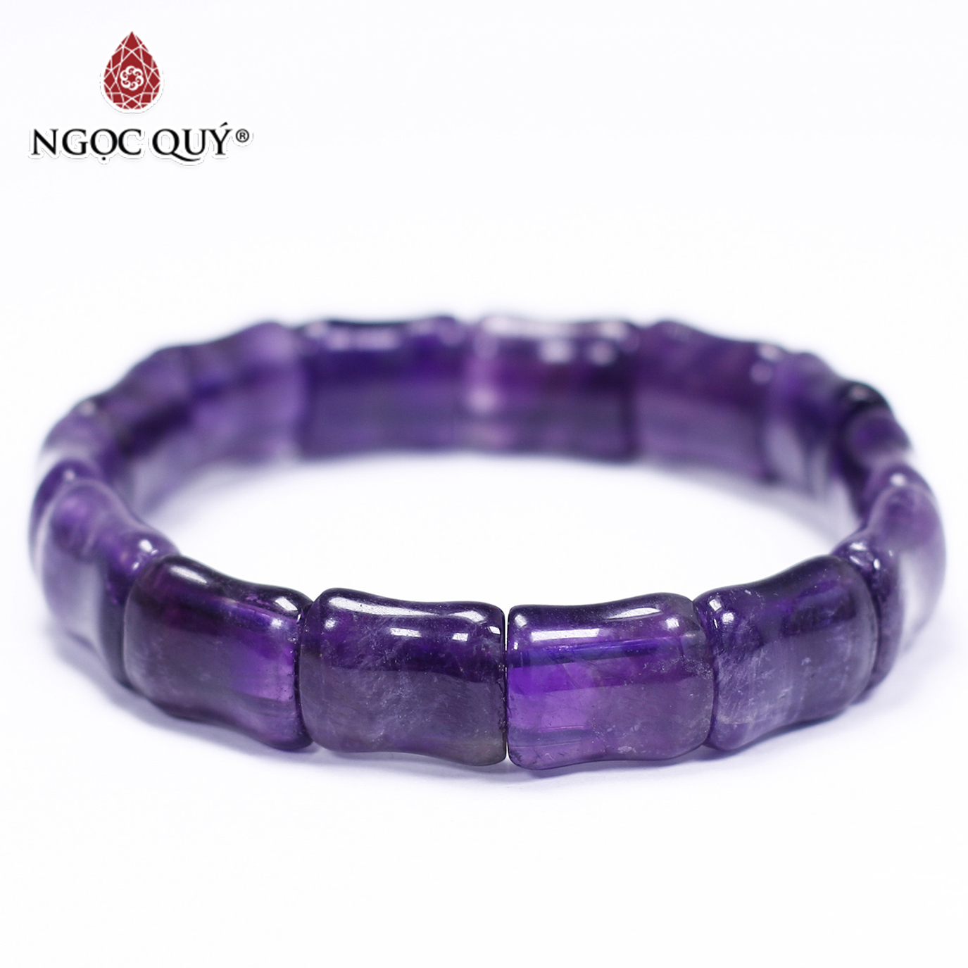 Vòng tay đá thạch anh tím đốt trúc 14.5x11.5mm mệnh hỏa. thổ - Ngọc Quý Gemstones