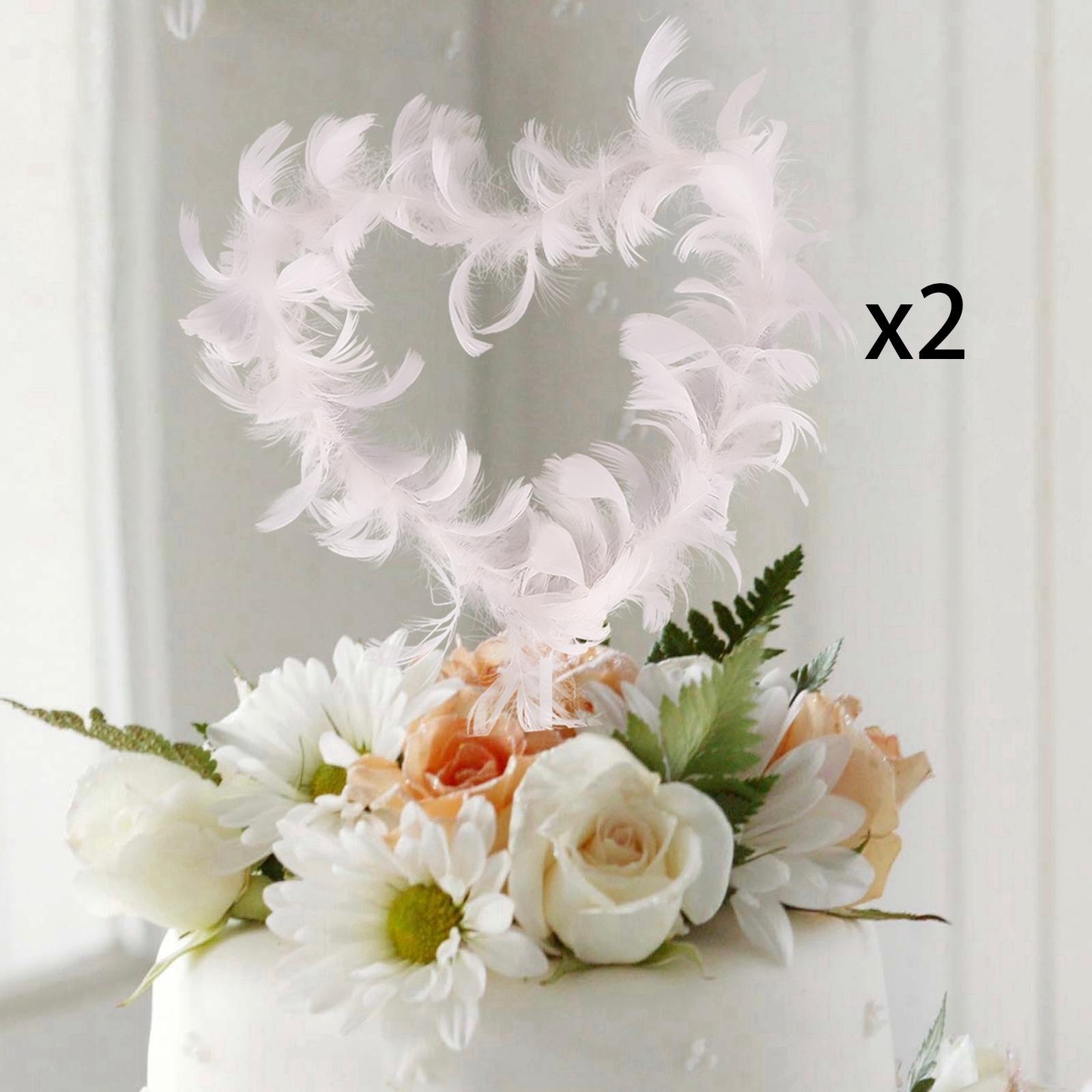 2PCS Feather Cake Toppers Cupcake Toppers Cake Decoration for Party Birthday Christmas New Year