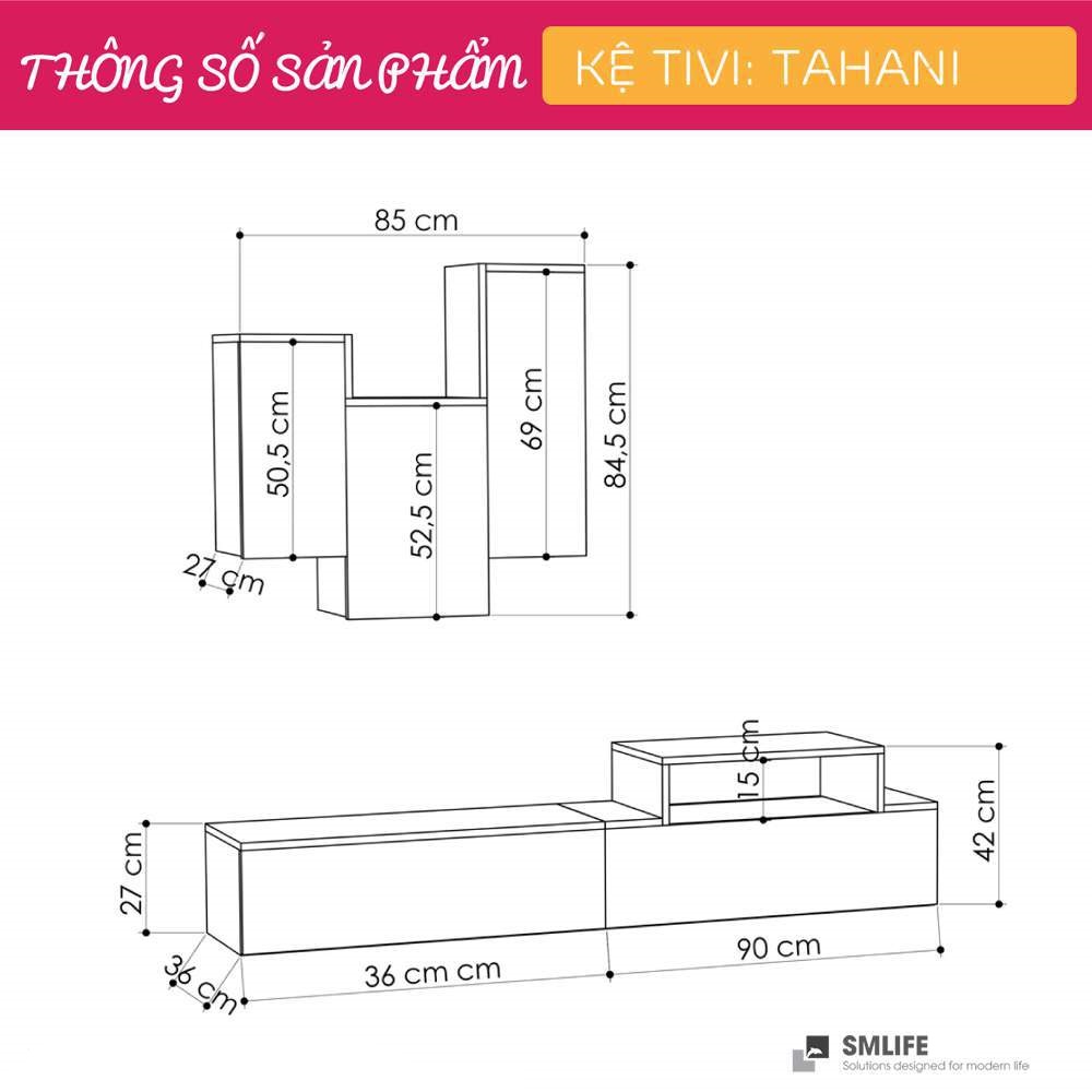 Kệ Tivi gỗ hiện đại SMLIFE Tahani | Gỗ MDF dày 17mm chống ẩm | D180xR35xC42cm