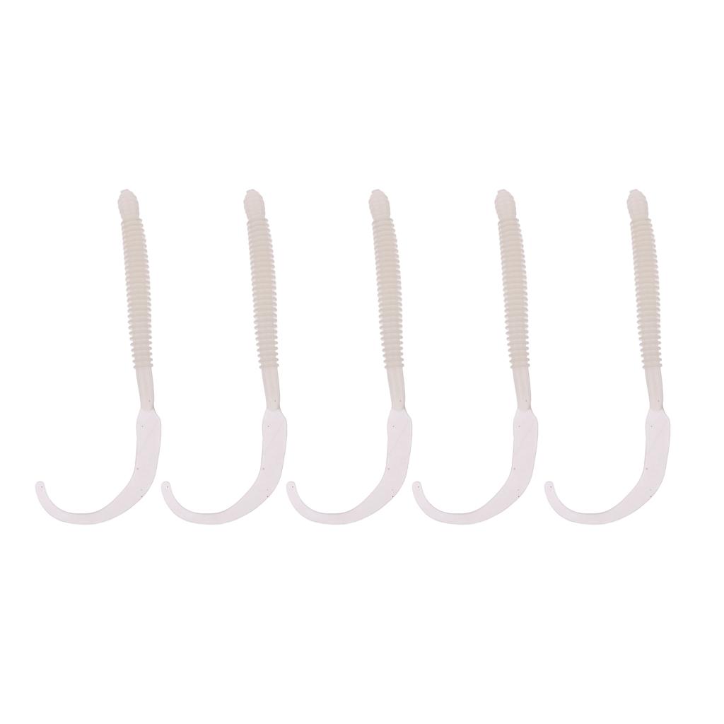 5Pcs Soft Earthworm Worm Lure Fishing Baits Ribbed Body Lures Kit