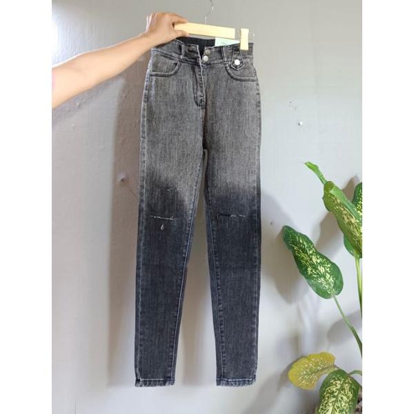 Quần Jean Skinny Nữ Dáng Ôm Lưng Siêu Cao Trơn Basic - quần bò nữ