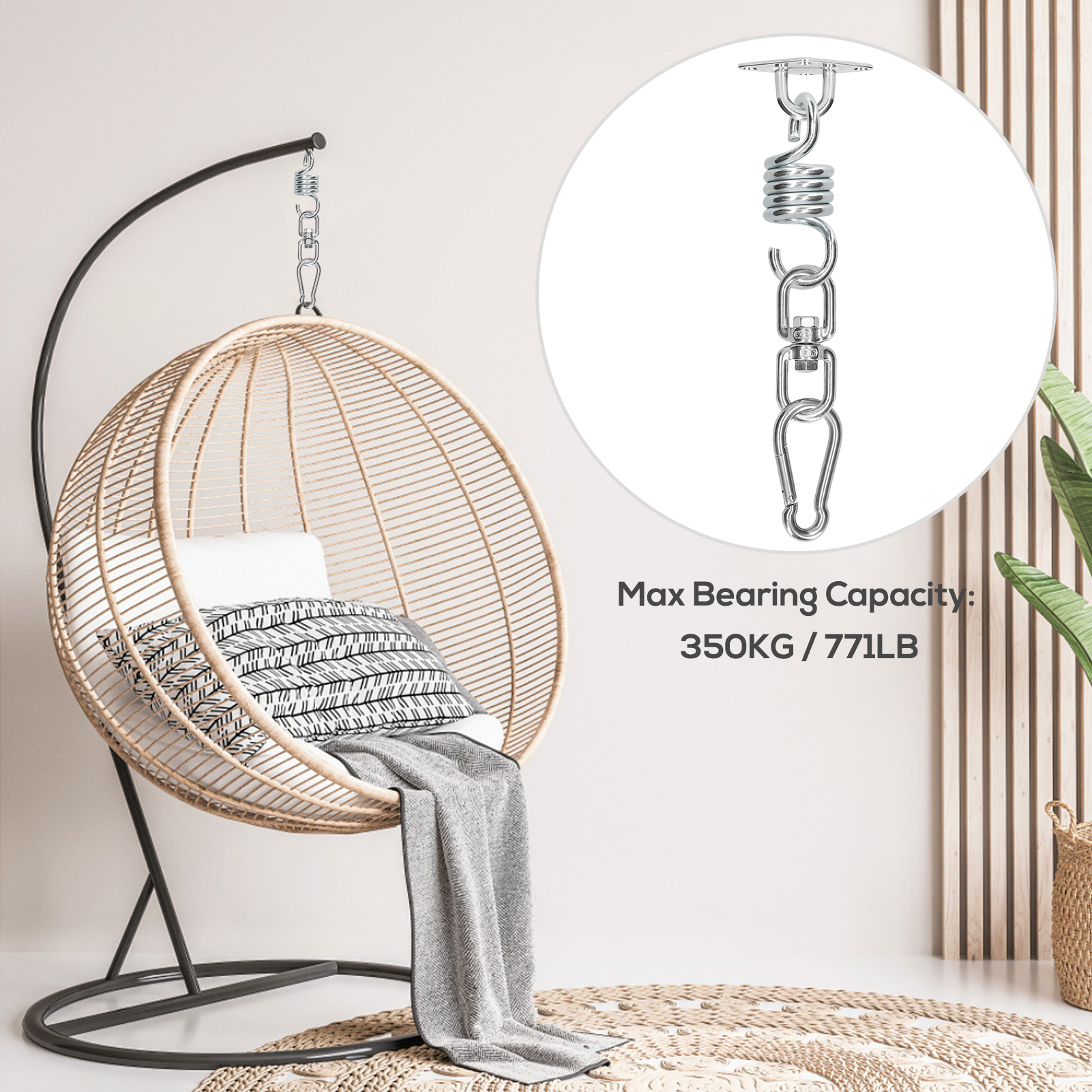Bộ móc treo xích đu hạng nặng bằng thép không gỉ có độ bền cao, chắc chắn