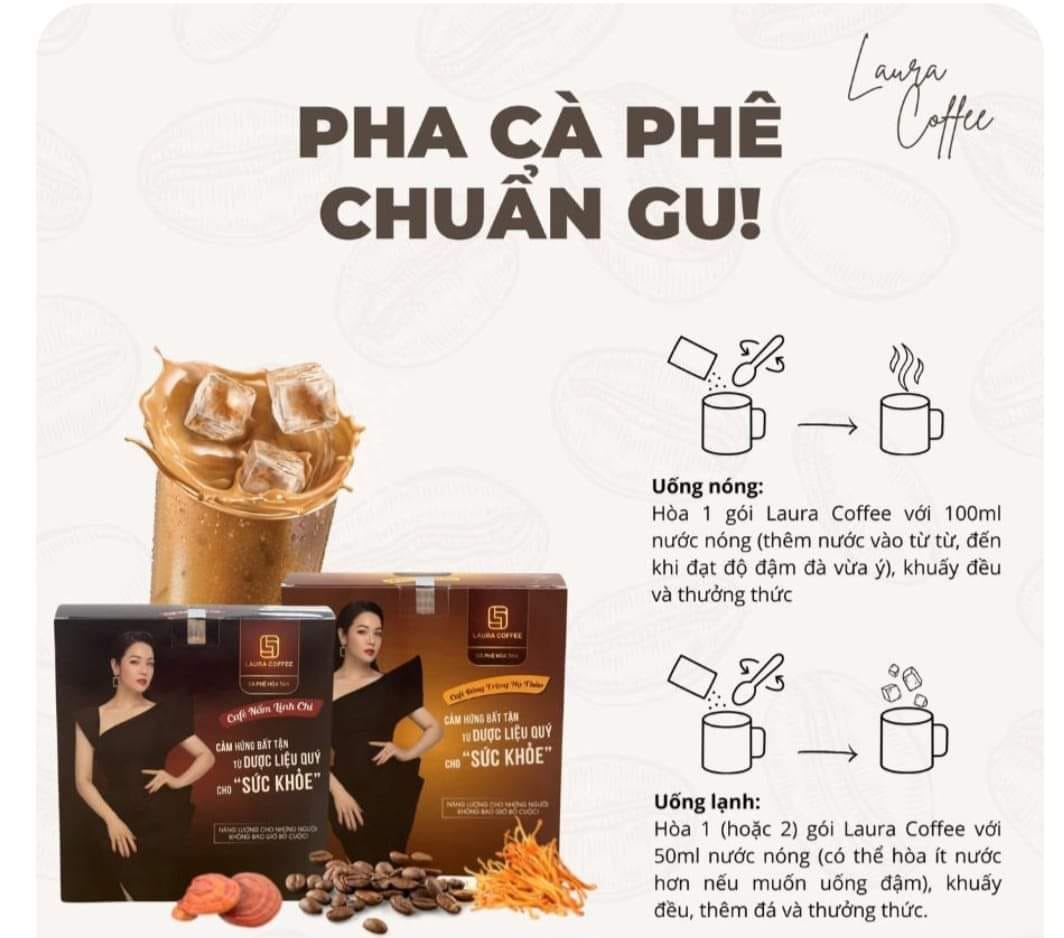 [Tặng Quà] Combo 6 Hộp cà phê hòa tan cao cấp Laura Coffee Nhật Kim Anh (6 hộp x 10 gói)