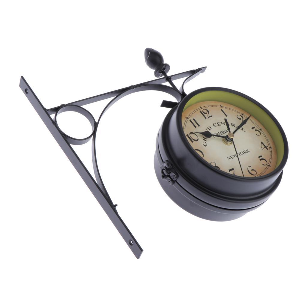 2pcs DOUBLE SIDED DUAL CLOCK STATION GARDEN OUTDOOR WALL MOUNTED