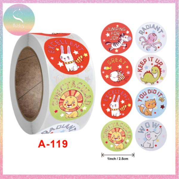 29 MẪU - Sticker cuộn 500 nhãn dán khen thưởng học sinh tạo động lực