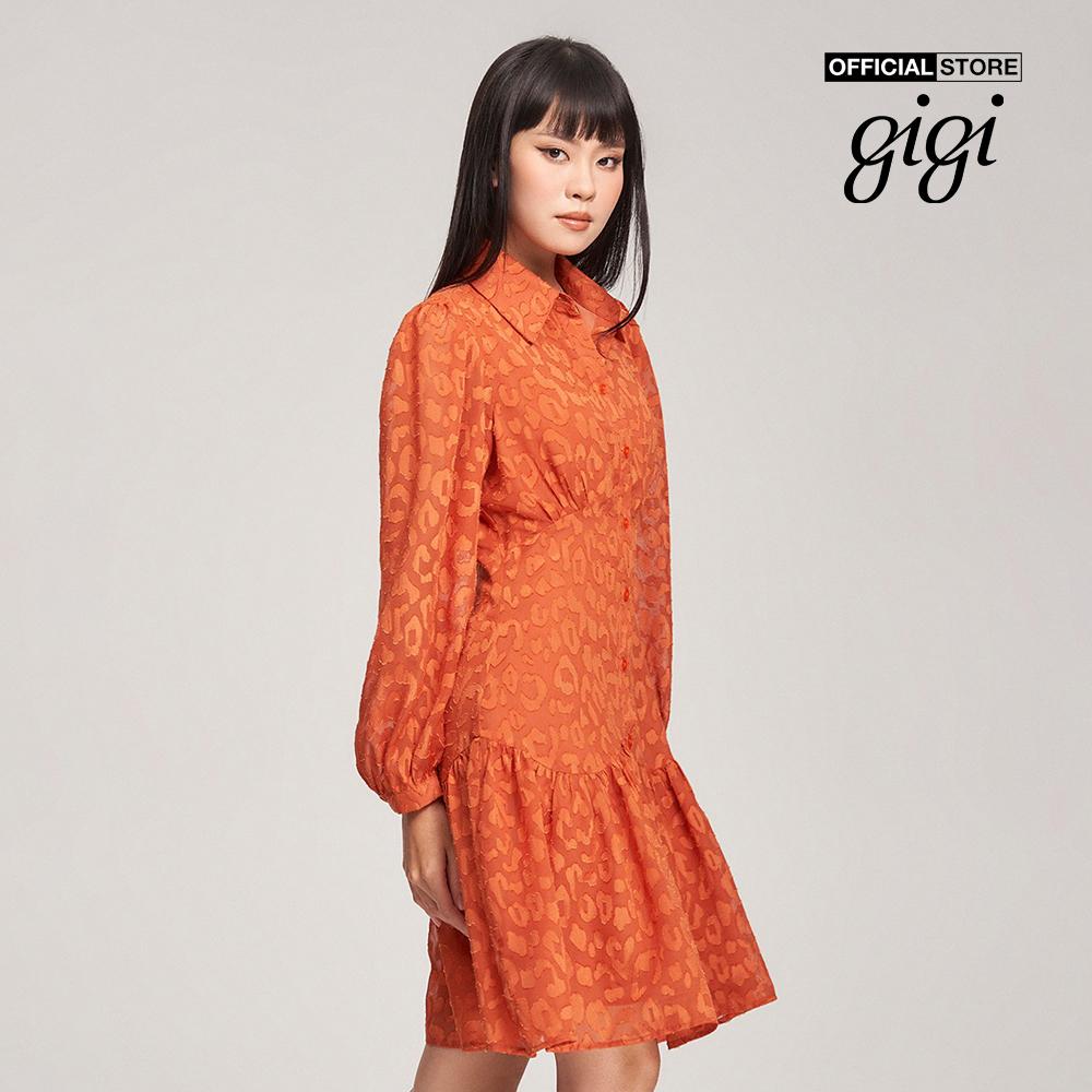 GIGI - Đầm mini cổ bẻ tay dài phối nút cài hiện đại G2101D223123