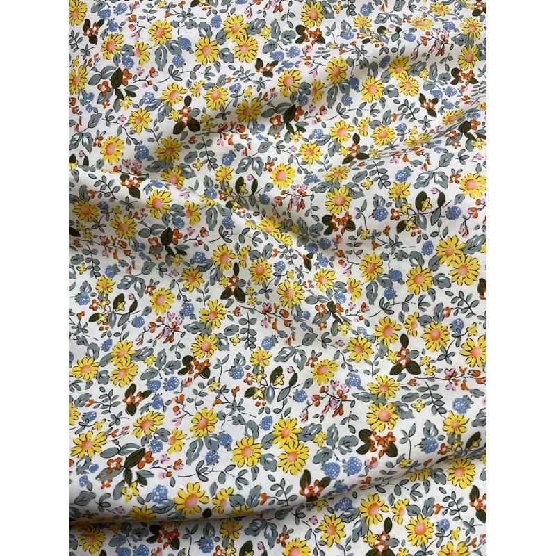 Vải thô cotton hướng dương hoa dây mịn mát may váy áo