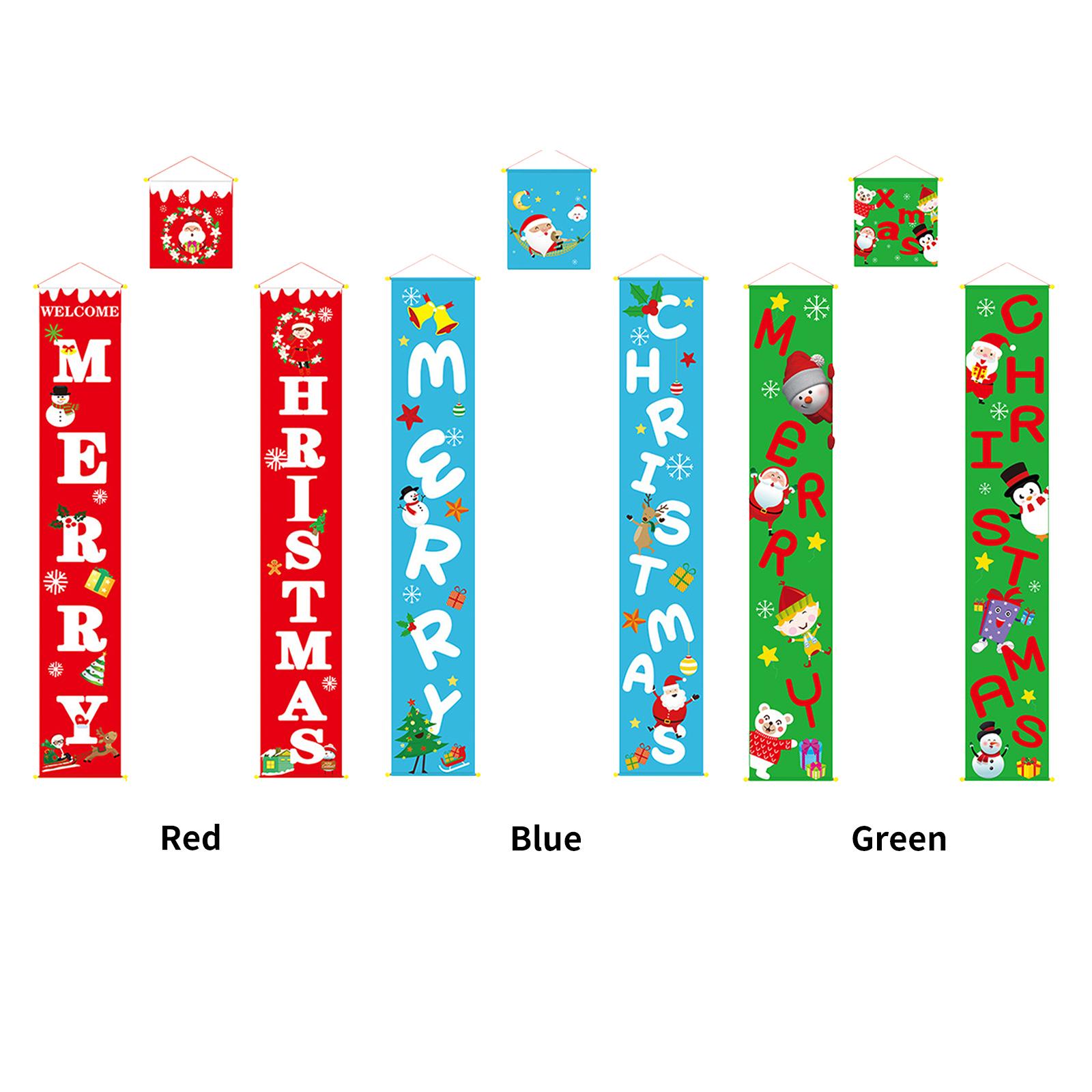 3PCS Christmas Porch Sign Merry Christmas Hanging Banner Welcome Christmas Front Door Banner Xmas Hanging Sign Decor
