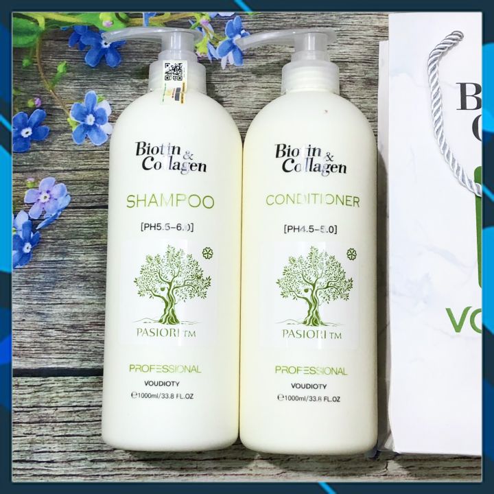 BỘ DẦU GỘI XẢ PASIORI TM COLLAGEN & BIOTIN TRẮNG PHỤC HỒI, MỀM MƯỢT, NGĂN GÃY RỤNG 1000ML*2