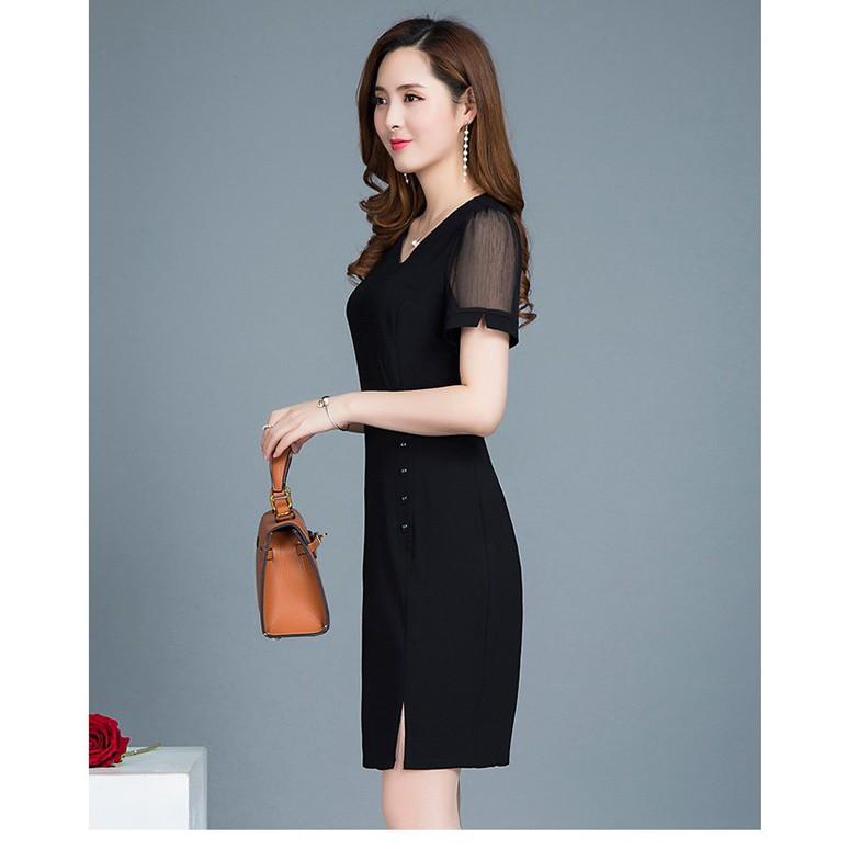 DRESS388 Đầm dạ tiệc tay phối lưới