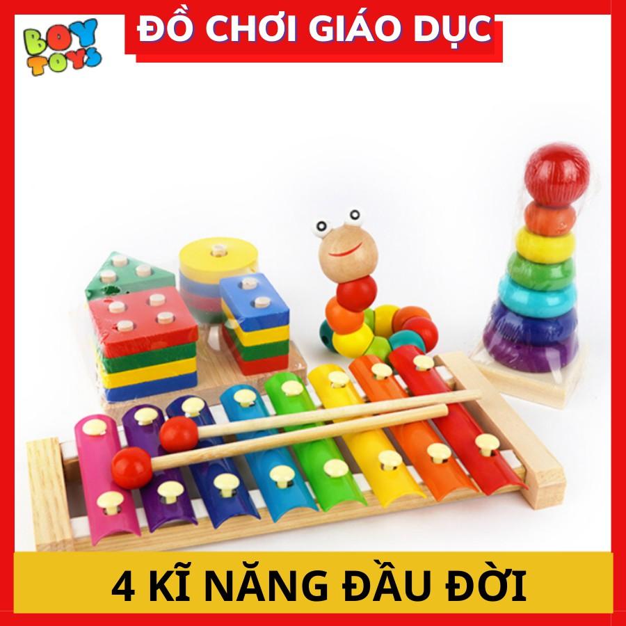 Combo đồ chơi giáo dục bằng gỗ cho bé phát triển kĩ năng toàn diện