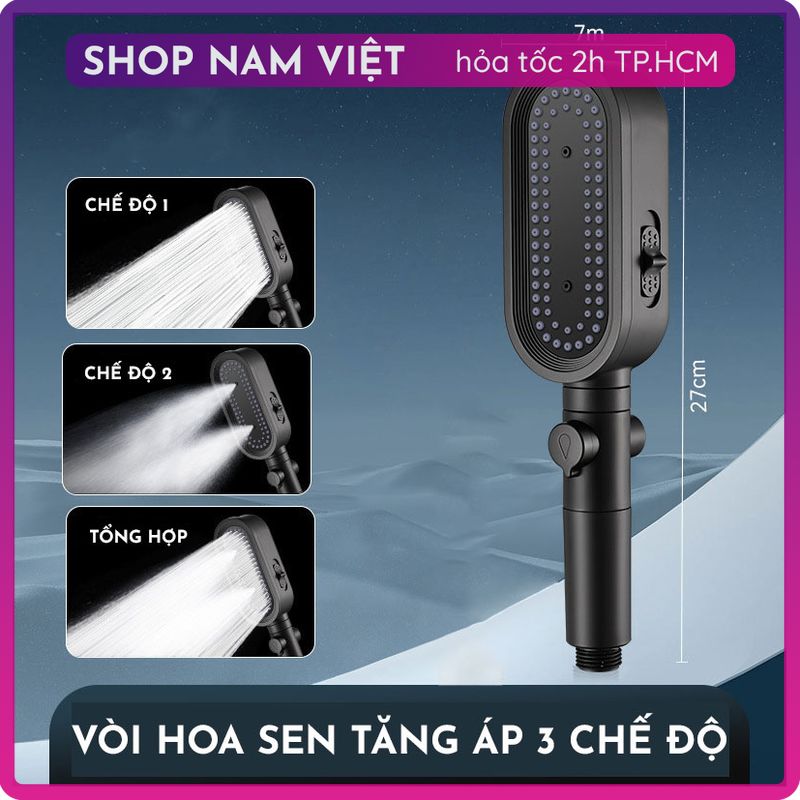 Vòi Hoa Sen Tăng Áp Cao Cấp Có Lọc, 3 Chế Độ Nước