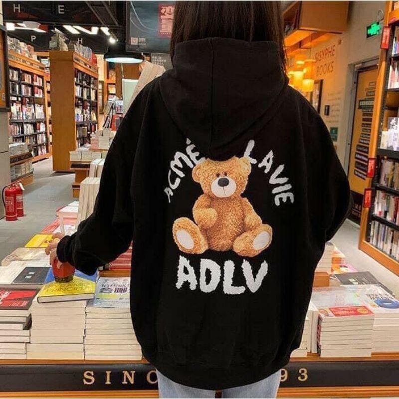 Áo hoodie nỉ cotton tay bồng ------- ÁO NỈ HOODIE GẤU ADLV