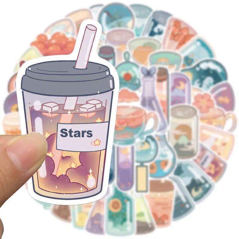 Sticker trà sữa đồ uống màu pastel trang trí mũ bảo hiểm, guitar, ukulele, điện thoại, sổ tay, laptop - mẫu S4
