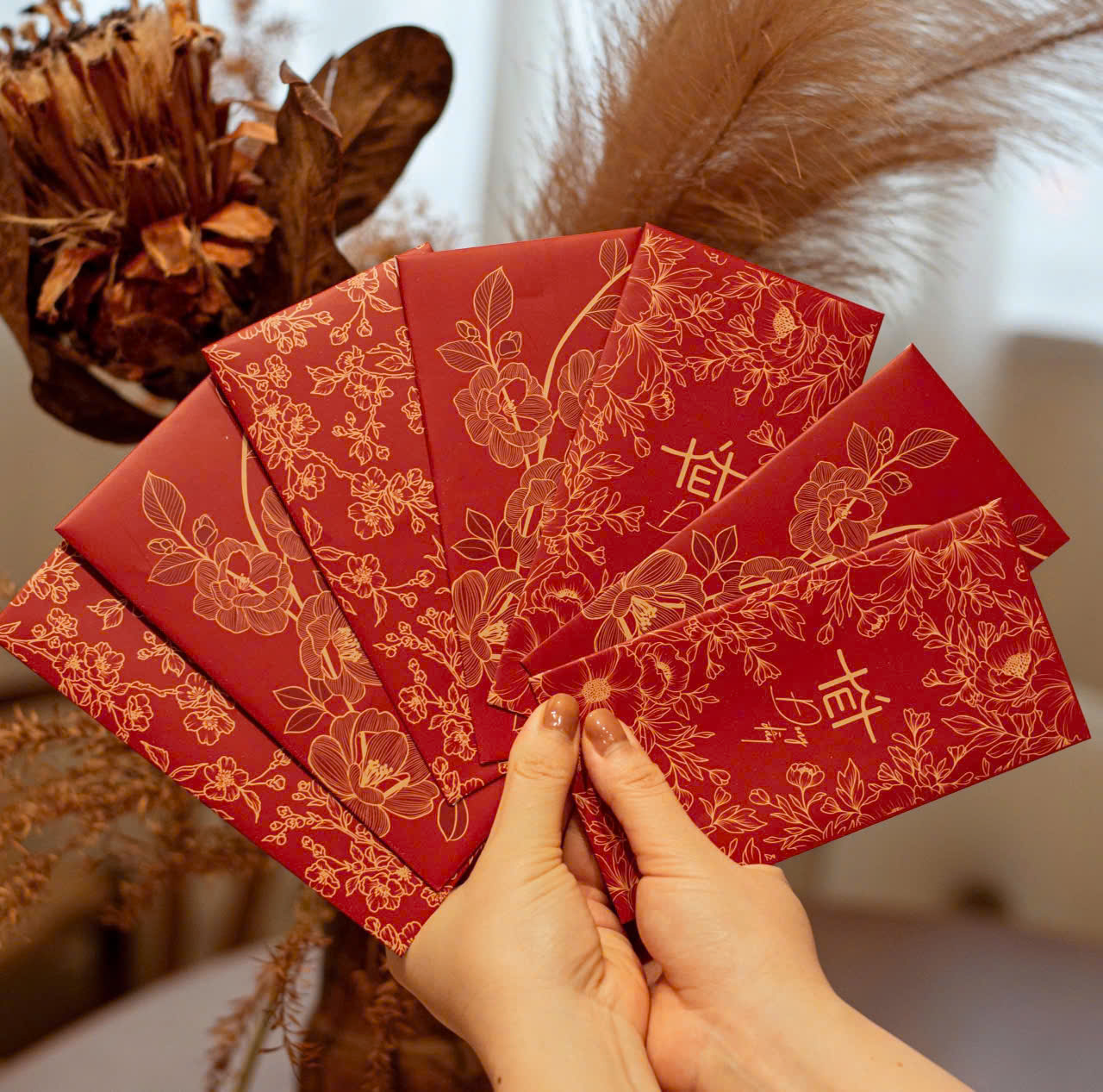 SET 60 Bao Lì Xì Tết 2026 Cao Cấp – Họa Tiết Hoa Vàng Sang Trọng – Bộ Lì Xì Tết Đỏ May Mắn - HÀNG CHÍNH HÃNG MINIIN