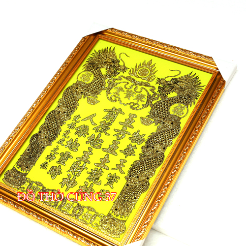 Bài vị thần tài thổ địa - chữ kim tuyến