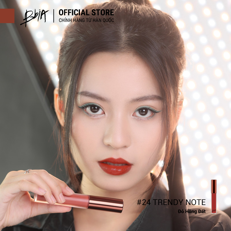 Son kem lì Bbia Last Velvet Lip Tint - 24 Trendy Note 5g (màu hồng đất ánh cam nhẹ)